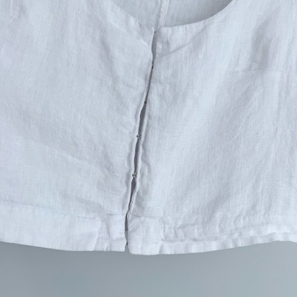 Madewell Scoopneck Crop Tank in 100% Linen Eyelet White 4 Sleeveless Boho NP015 - Picture 11 of 14